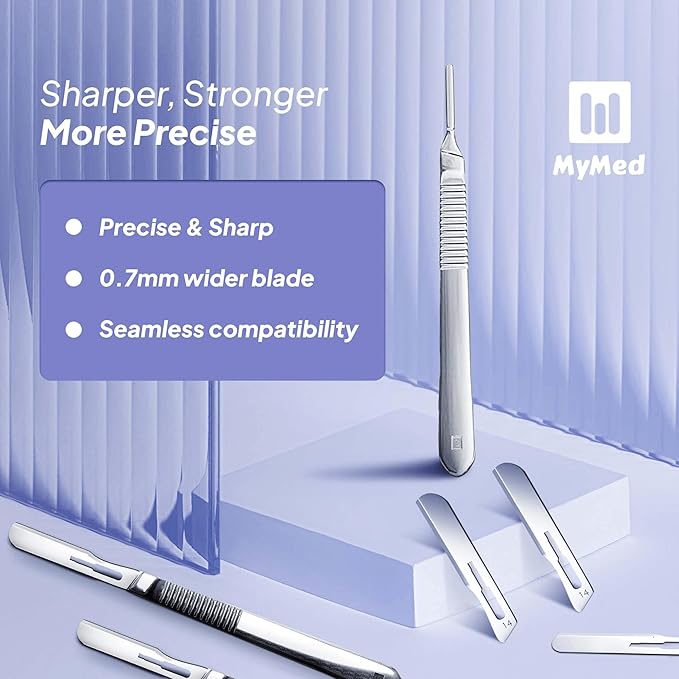 #14R Blades Dermaplaning Scalpels with Dermaplane Handle - Pack of 15 Dermaplane Razor for Women Face + Dermaplane Handle #3, Dermaplaning Tool for Face-Velvo Beauty