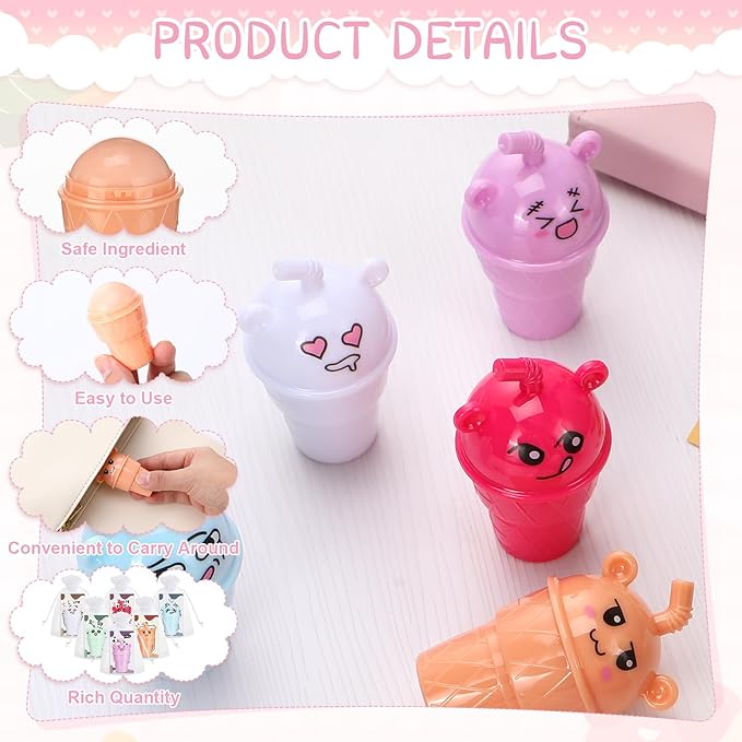 24 Sets Milk Tea Shaped Cute Lip Balm Fruit Flavored Lip Balm with Milk Tea Theme Gift Cards Milk Tea Boba Lover Birthday Baby Shower Party Inspirational Gifts Favors for Girls Kids Women-Velvo Beauty