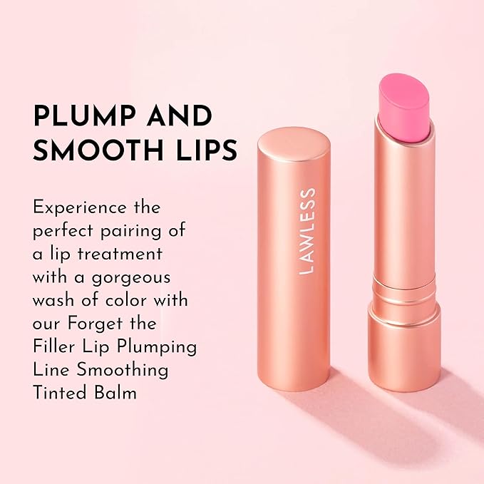 "LAWLESS Forget the Filler Lip Plumping Line-Smoothing Tinted Balm, Baby Doll, Pink, 0.09 Ounce"-Velvo Beauty
