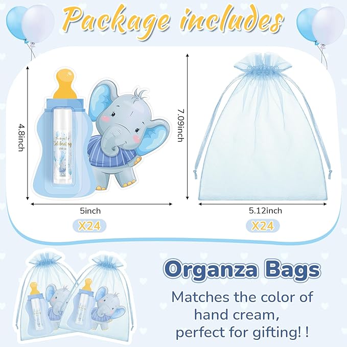 24 Set Baby Shower Lip Balm Bulk Baby Shower Party Favors Baby Shower Gifts for Guests Elephant Themed Decorations Natural Flavored Lip Moisturizer Lip Care Products for Girls Women Kids-Velvo Beauty