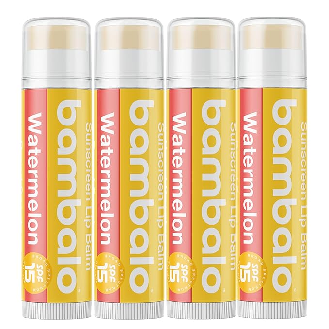 4-Pack Watermelon SPF 15 Lip Balm - Organic Ingredients, Broad Spectrum UVA/UVB Protection - Hydrating & Moisturizing, USA Made-Velvo Beauty