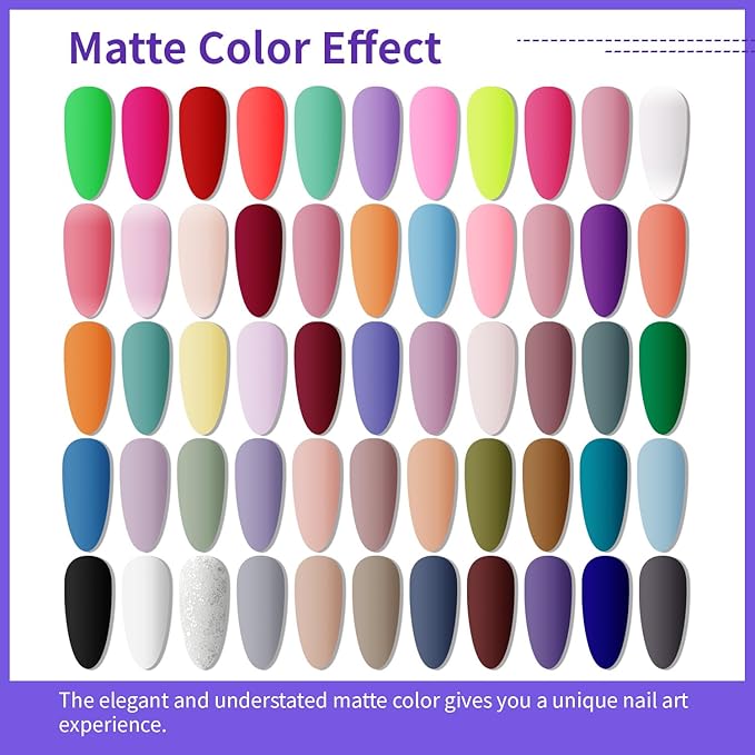 JODSONE 60 Bottles of Gel Nail Polish Kit with U V Light 55 Kinds of Gorgeous and Charming Gel Polish Kit 5 Pieces Soak off Glossy Matte Top Coat Base Coat-Velvo Beauty