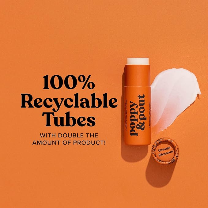 Poppy & Pout Orange Bloom Jumbo Lip Balm | All Natural Lip Balms & Moisturizers | Hydrates with Beeswax, Vitamin E, Organic Coconut Oil | Cruelty-Free | Lip Balm in Recyclable Cardboard Tube-Velvo Beauty