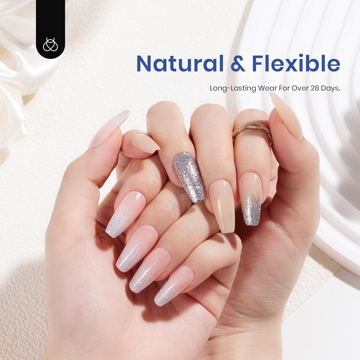 Beetles Gel Nail Kit Easy Nail Extension Set With Etch X Nail Tips 504Pcs Half Matte Medium Coffin Shaped Tips 5 in 1 Nail Glue Base Gel and Innovative Led Lamp Diy Art at Home Nail Kit-Velvo Beauty