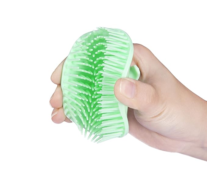 Hair Scalp Brush Dandruff Cleaning Brush Shower Scalp Shampoo Brush Scalp Massager Pack of 4 (White and Green)-Velvo Beauty
