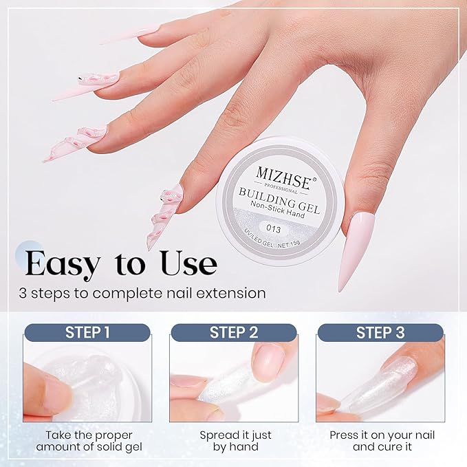 MIZHSE Solid Builder Gel, Aurora White Non-Sticky Hand Sculpting Gel for Nails, Mermaid Pearl 3D Nail Art Building Carving Modeling Hard Extension Soak Off U V LED Manicure Salon Home DIY 15g-Velvo Beauty