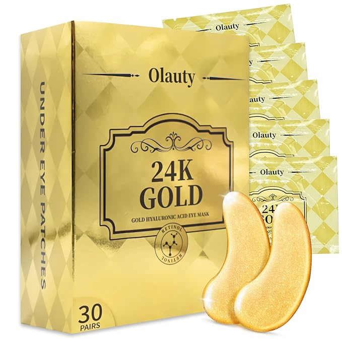 30 Pairs Under Eye Patches for Puffy Eyes, 24k Gold Under Eye Mask, Gel Crystal Collagen Eye Masks for Dark Circles and Puffiness,Travel Eye Patches for Reducing Fine Lines,Moisturizing Skin Care Set-Velvo Beauty