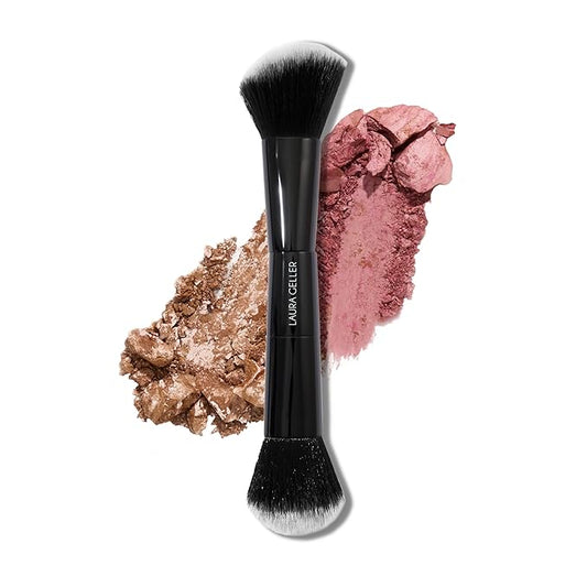 LAURA GELLER NEW YORK Dual-Ended Blush + Bronzer Brush - Blush Bronzer Contour Face Makeup Brush-Velvo Beauty