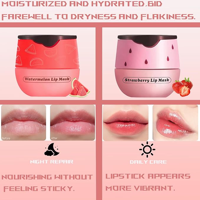 2 PCS Bee Lip Balm Honey Pot, Bee Lip Balm Sleeping Lip Mask Overnight with Sticks, Honey Pot Lip Balm Hydrating Exfoliating Prevention Dry and Crack Lip Scrubs-Velvo Beauty