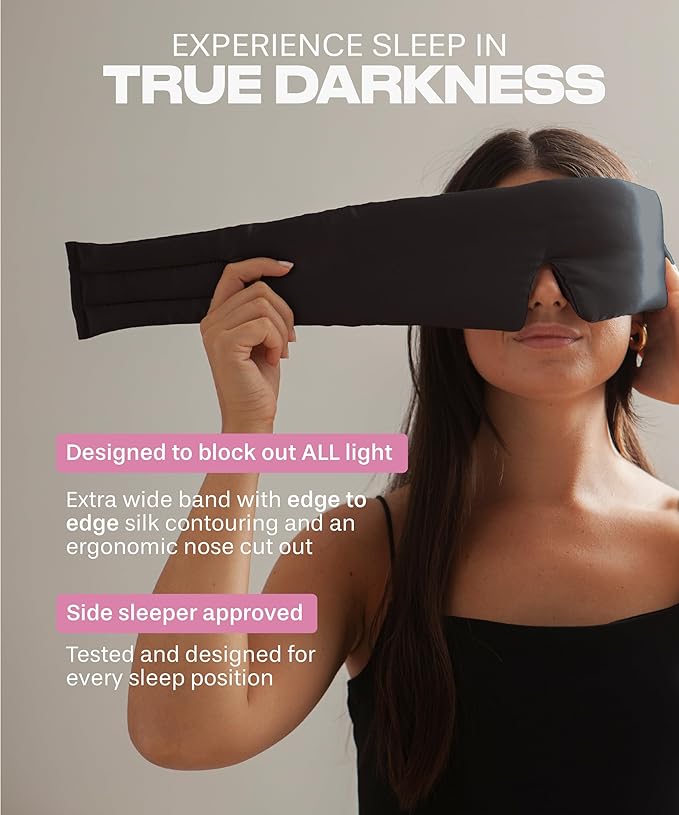 SUNDAYSILKS™ | Adjustable Silk Sleep Mask for Side Sleeper | Cloud-Like Comfort, Weighted for Deep Sleep | Soft Sleep Face Mask for Women & Men, Full Blackout, Cooling Silk Eye Mask for Sleeping-Velvo Beauty