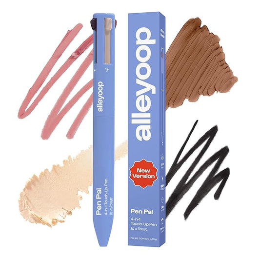 Alleyoop Pen Pal 4-in-1 Makeup Pen - Comes with Eyeliner, Highlighter, Lip Liner, and Eyebrow Pencil - Touch Up On the Go - Cruelty-Free, Vegan (In A Rouge (Light))-Velvo Beauty