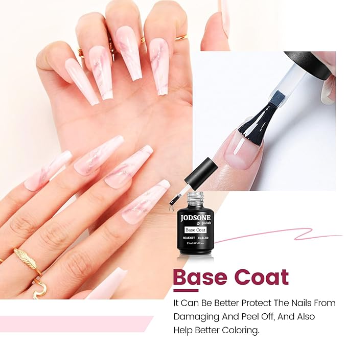JODSONE 15ML Base Coat Gel Nail Polish Gel Glossy Quick Drying Durable Soak Off Clear No Wipe-Velvo Beauty