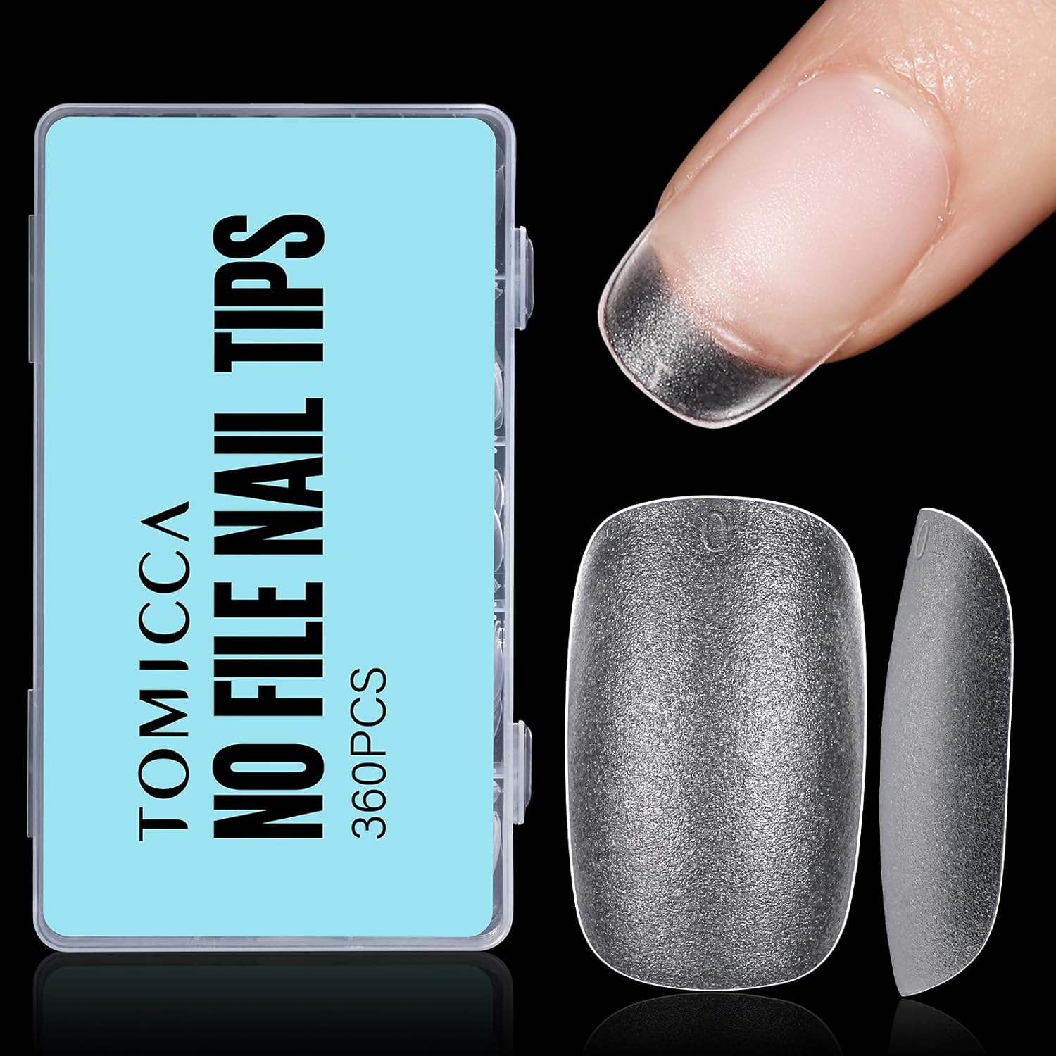 TOMICCA Short Oval Gel Tips, Oval Gel Nail Tips, No File Full Cover Press On Nails, Double Sided Matte Nail Tips, 360Pcs 15 Sizes Professional Nail Salon Manicure at Home for Girls and Women-Velvo Beauty
