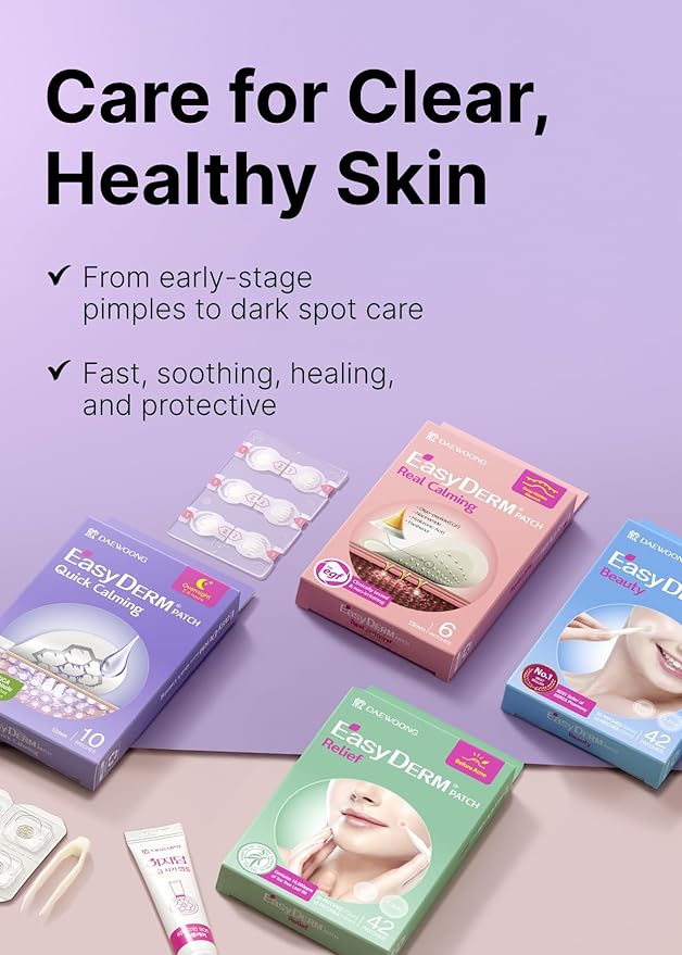 EasyDerm Multi-Step Pimple Patch Set – 4-Type Korean Pimple Patches + Free 2-in-1 Dual-Tip Extractor for Complete Skincare-Velvo Beauty