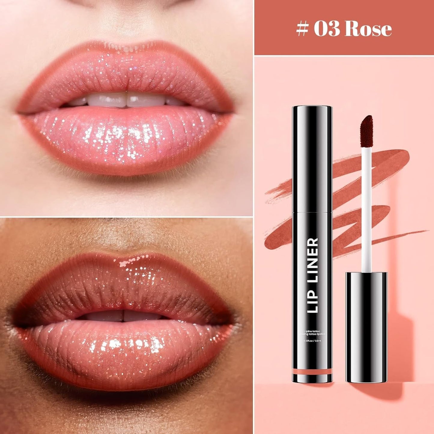 Lip Stain - Long Wear Tattoo Lip Liner, Waterproof & Transfer-proof Peel Off Lip Stain with Matte Finish, Lip Tint For All Skin Types, Great Gifts for Women (Rose)-Velvo Beauty