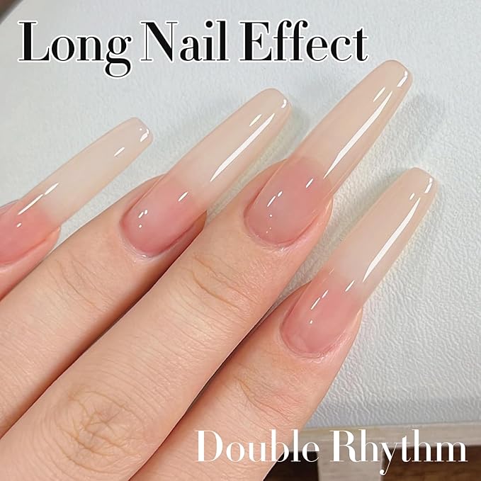 Double Rhythm 0.5Oz Translucent Gel Polish Sheer Neutral Natural Light Milky Same Color Same Bottle 15ML Jelly Gel Polish Art DIY at Home (Milky Nude-A1358)-Velvo Beauty