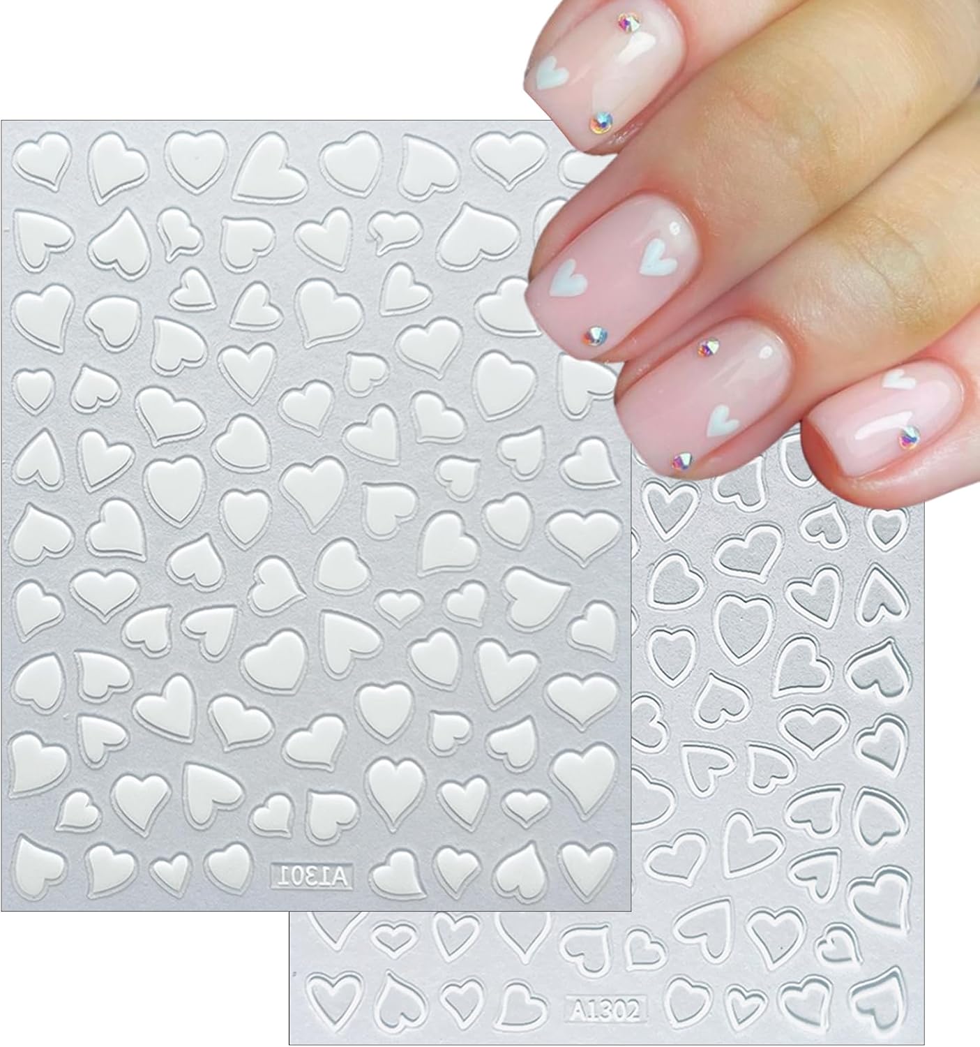 6 Sheets Valentine's Day Heart Nail Art Stickers Decals 3D Self-Adhesive Nail Decals Cute Red and Black Hollow Out Heart Nail Supplies for Women and Girls Valentines DIY Manicure Decorations-Velvo Beauty