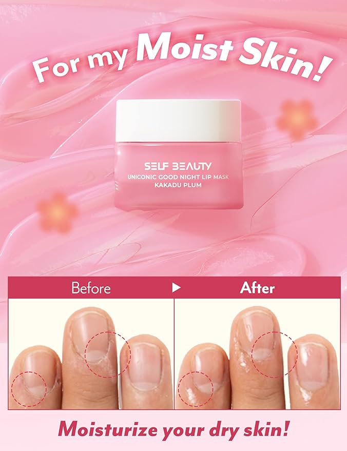 SelfBeauty Lip Mask - Kakadu Plum, Vegan Lip Balm, Daily Lip Moisturizer, Overnight Hydrating Lip Treatment with Vitamin C, Lip Scrub Exfoliator Intensive Lip Repair, 0.51fl.oz-Velvo Beauty