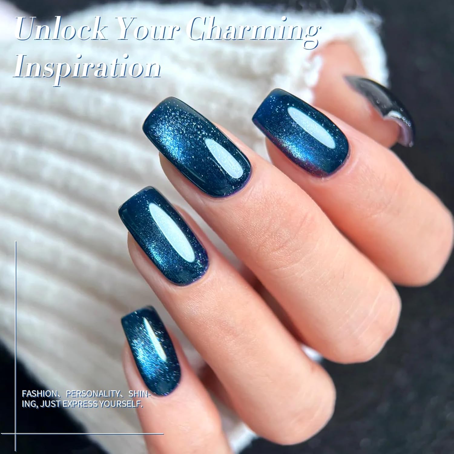 Born Pretty Cat Magnetic Eye Gel Nail Polish, Royal Blue Glitter Cat Magnetic Gel Nail Polish, Holographic Magnetic Nail Polish for Nail Art Manicure Salon DIY at Home 15ML-Velvo Beauty