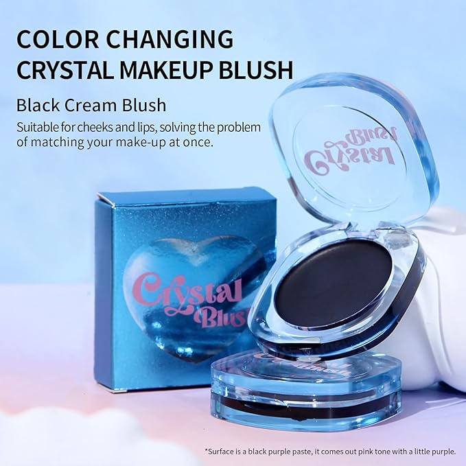KYDA Black Cream Blush, Color Changing Tint, Magic Black Blush for Cheek & Lip, Natural Pink Glossy Face Blusher, Moisturizing Lightweight, Crystal Make Up Blush-Velvo Beauty