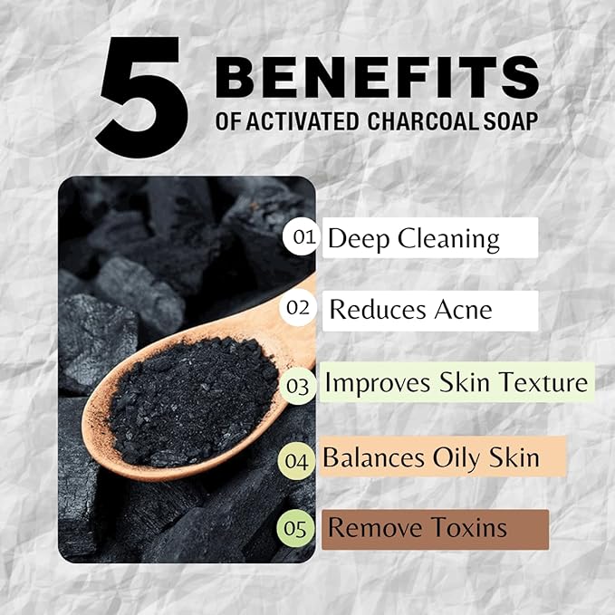 One With Nature Activated Charcoal Soap 4oz 3-Pack – Detoxifying and Exfoliating Charcoal Soap Bar with Dead Sea Salt for Face & Body, for Men & Women-Velvo Beauty
