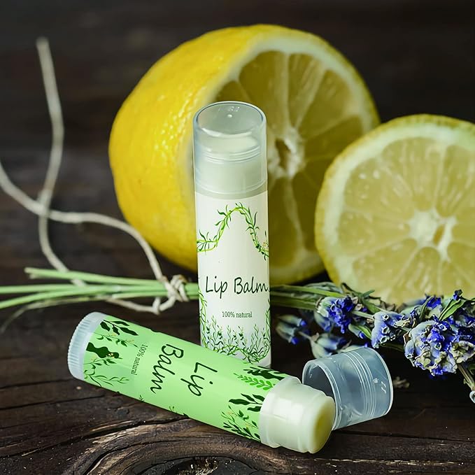 CRASPIRE Lip Balm Labels 80pcs Homemade Lip Balm Labels 2” Clear Lip Balm Labels for Tubes Printable Waterproof Lip Balm Stickers Labels for Lip Balm Handcream Candle Container（Leaves-White Green）-Velvo Beauty