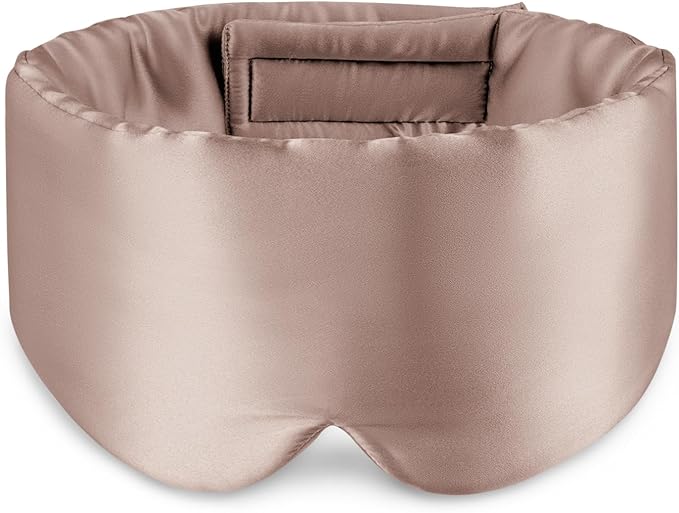 Zenssia 100% Mulberry Silk Sleep Mask Eye Mask for Man and Woman with Adjustable Headband, Full Size Large Sleep Mask & Blindfold for Total Blackout for All Night Sleep, Travel & Nap-Taupe-Velvo Beauty
