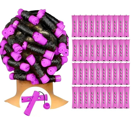 YOROSTAR Perm Rods Set for Natural Hair 40pcs Plastic Cold Wave Rods for Long Short Hair Rollers Large Hair Curling Rods for Women Purple-Velvo Beauty