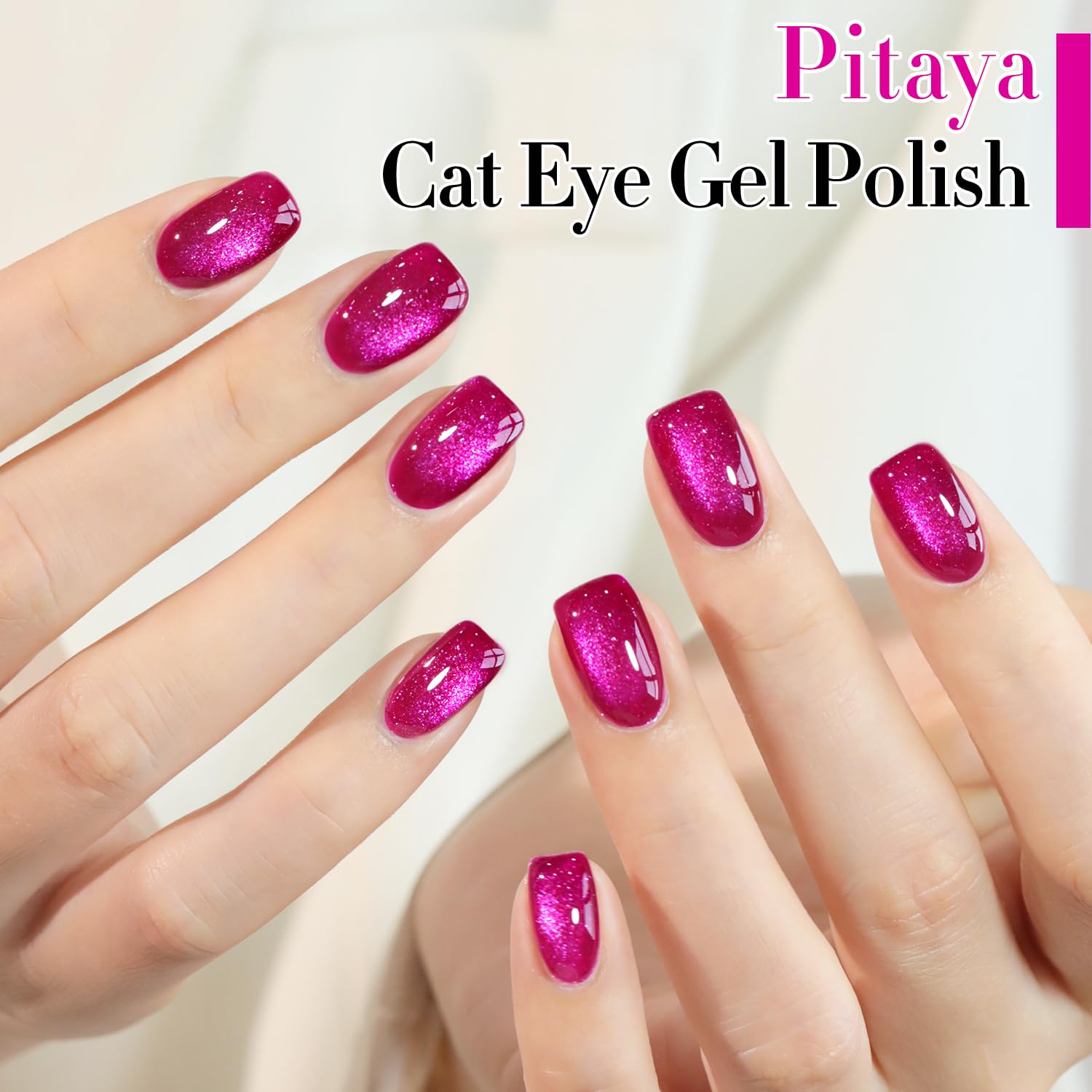 Double Rhythm 15ML Ice Glass Cat Eye Gel Polish with Magnet Holographic Glitter Shimmer Translucent Sheer Color Salon Soak Off Magnetic at Home (Pitaya Purple-MC1072)-Velvo Beauty