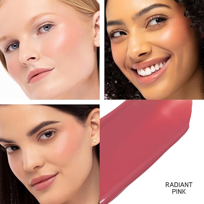 Physicians Formula Mineral Wear®Diamond Filler Cheek & Lip Color, Serum-to-Cream Multi-Use Liquid Blush Formula, Plumps & Smooths for Fuller Looking Cheeks & Lips, Monochromatic Look - Radiant Pink-Velvo Beauty