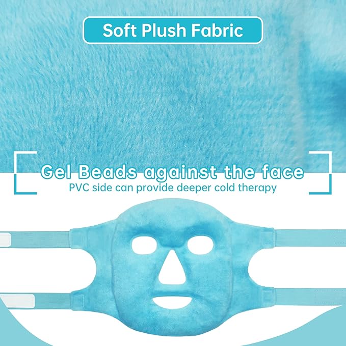 Ice Face Mask Reusable and Cold Gel Eye Mask for Puffiness/Dark Circles/Eye Bags/Dry Eyes/Headaches/Migraines/Stress Relief, Ice Pack for Eyes & Face (Blue)-Velvo Beauty