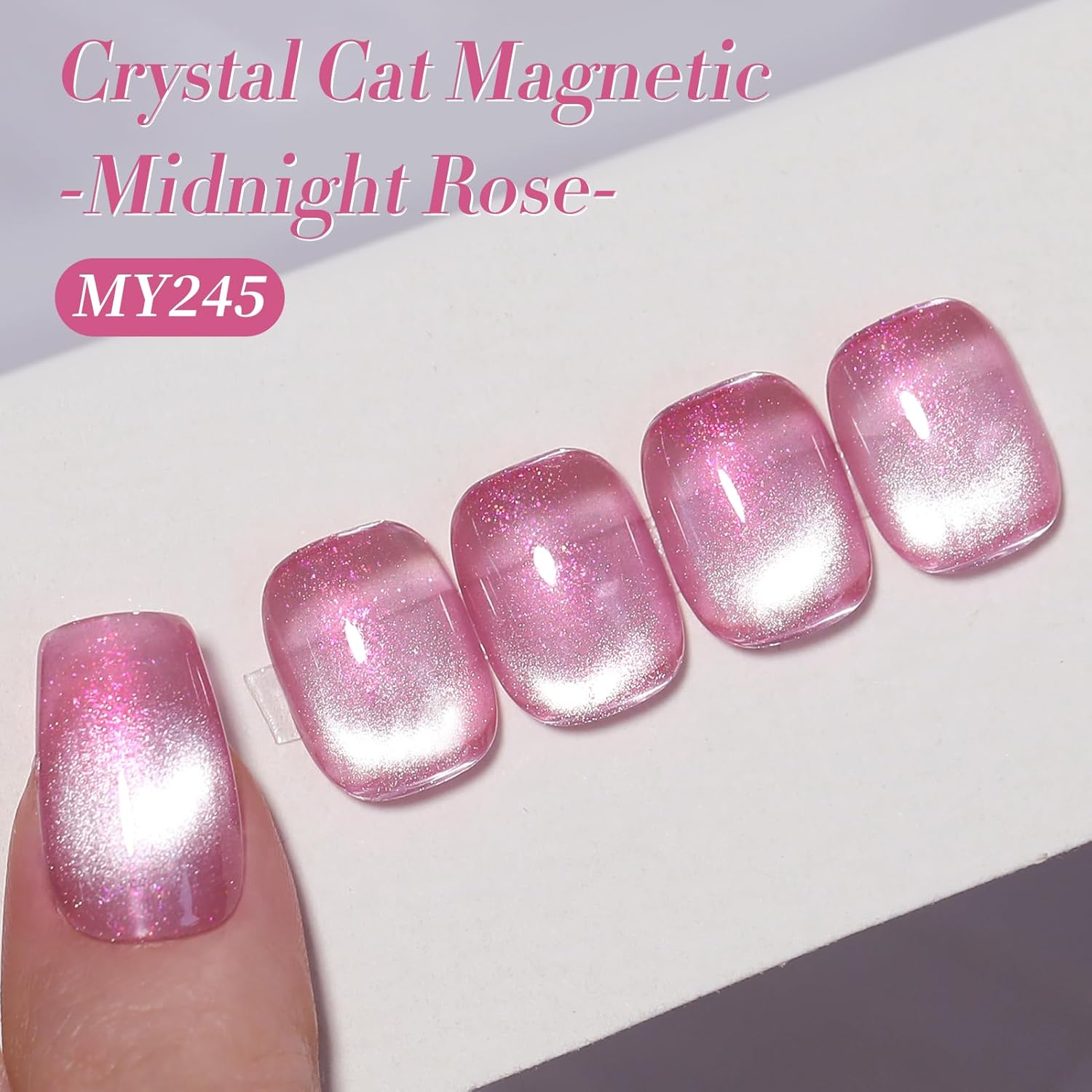 BORN PRETTY Cat Magnetic Eye Gel Nail Polish, Pink Glitter Cat Magnetic Gel Nail Polish, Midnight Rose Magnetic Nail Polish for Nail Art Manicure Salon DIY at Home 15ML-Velvo Beauty