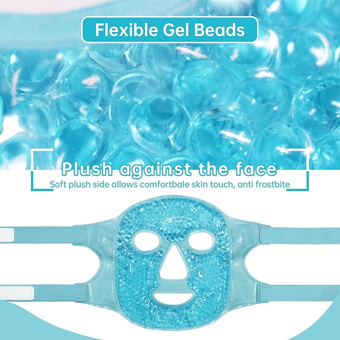Ice Face Mask Reusable and Cold Gel Eye Mask for Puffiness/Dark Circles/Eye Bags/Dry Eyes/Headaches/Migraines/Stress Relief, Ice Pack for Eyes & Face (Blue)-Velvo Beauty