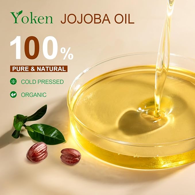 Yoken 1 Gallon Jojoba Oil EWG Verified - 100% Pure Jojoba Oils Bulk Cold Pressed Unrefined Hexane Free Virgin Golden jojoba Carrier Oil for Hair Skin Massage DIY Natural Body Moisturizer-Velvo Beauty