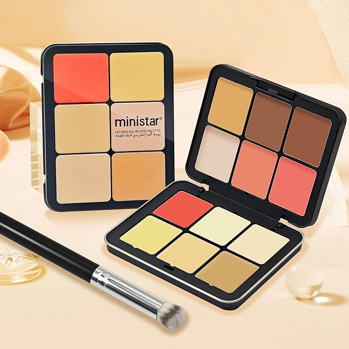 12 Colors Cream [Blush+Contour+Concealer+Highlighter] Makeup Palette for Cheeks - Multi-functional Makeup Palette with Brush, Natural Matte Long Wearing, Waterproof Face Makeup Palette (#05)-Velvo Beauty