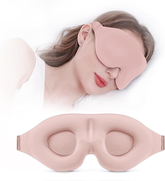 YIVIEW Sleep Mask for Side Sleeper, Complete Light Blocking 3D Pink Sleeping Eye Mask, Soft Breathable Eye Cover for Women Men, Relaxing Zero Pressure Night Blindfold-Velvo Beauty