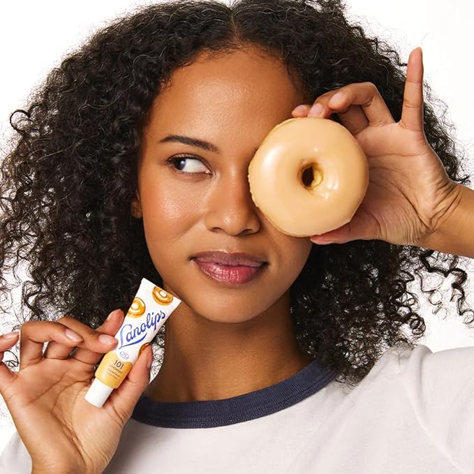 Lanolips 101 Delicious Glazed Donut - Lip Balm with Vitamin E Oil and Lanolin for Lip Hydration - Naturally Flavored Lanolin Lip Balm for Very Dry Lips - Dermatologist Tested (.35 Oz)-Velvo Beauty