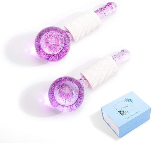 ICE Beauty Balls for Facial, 2PCS Purple Facial Roller for Cold Facial Massage Face Roller Balls with Anti-Freeze Liquid to Reduce Puffiness, Pores, Wrinkles…-Velvo Beauty