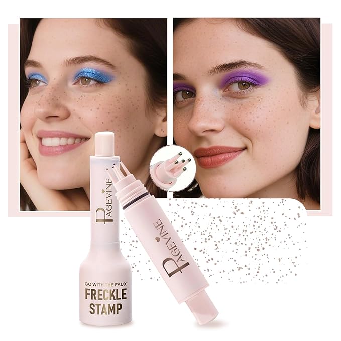 Freckle Stamp - Freckle Pen Waterproof, Long Lasting Fake Freckles, Quick Dry 5-Point Faux Freckles Stamp Cushion Stain Marker in One Press Natural and Lifelike Sunkissed Pencil Tool Makeup (#1-Light)-Velvo Beauty