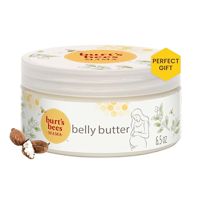 Burt's Bees Mama Belly Butter Stretch Mark Cream for Pregnancy Massages Body & Reduces Scar Appearance, Prenatal & Postnatal Tummy Skin Care, Shea Butter & Vitamin E Rich Formula, 6.5 Oz Tub-Velvo Beauty