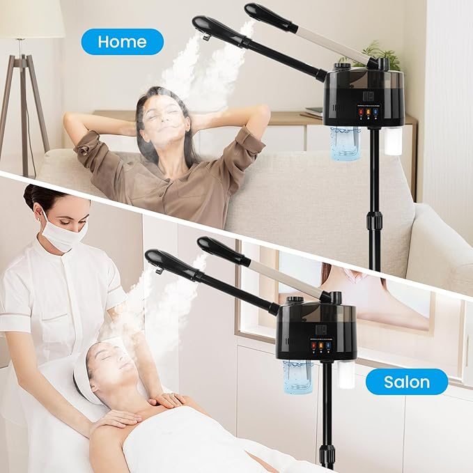 Professional Facial Steamer, Hot&Cold Mist Facial Steamer, Facial Humidifier on Wheels, Esthetician Steamer for Facial Deep Cleaning and Moisturize, Suitable for Spa, Salon and at Home Use-Velvo Beauty