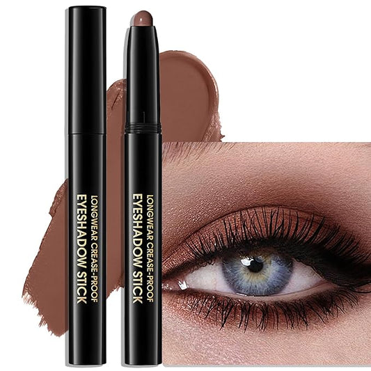 Eyeshadow Stick Matte Eye Shadow Pencil Cream to Powder Eye Brightener Crayon Long-Lasting Crease-Proof Neutral Eyeshadow Buildable & Blendable High Pigmented Eye Liner Makeup for Women, 2 PECAN-Velvo Beauty