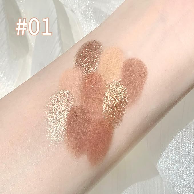 Erinde 9 Colors Eyeshadow Palette, Matte Shimmer Glitter Eye Shadow Makeup Palette, Highly Pigmented Long Lasting Waterproof, Natural Neutral Nude Eyeshadow Makeup Pallet, Oat Milk Tea-Velvo Beauty