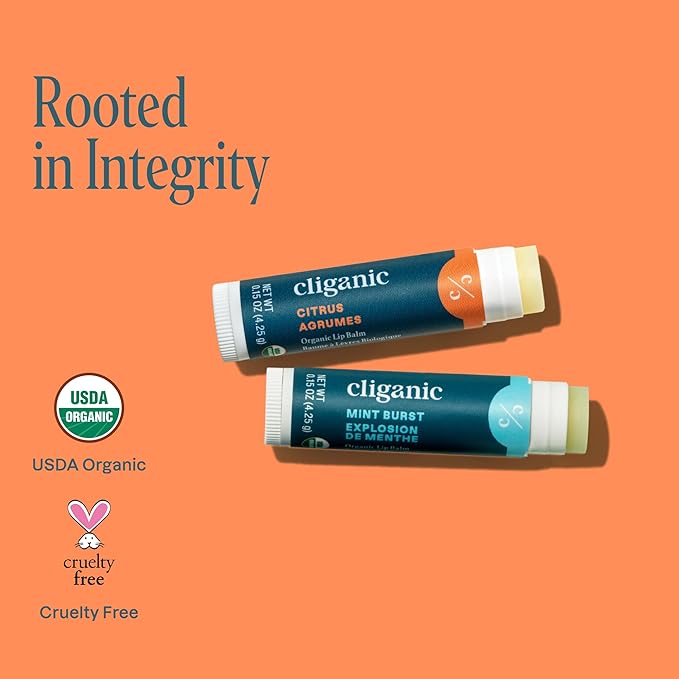 Cliganic Organic Lip Balm 2 pack - Cooling Citrus-Velvo Beauty