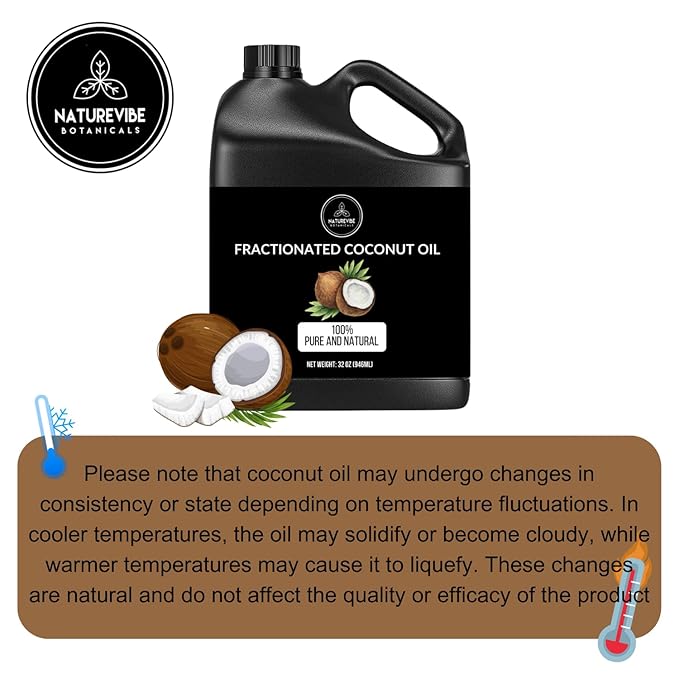 Naturevibe Botanicals Fractionated Coconut Oil 32 Ounces | 100% Pure and Natural | Great for Skin Care and Hair Care-Velvo Beauty