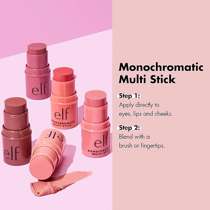 e.l.f. Monochromatic Multi Stick, Luxuriously Creamy & Blendable Color, For Eyes, Lips & Cheeks, Glowing Mango, 0.155 Oz (4.4g)-Velvo Beauty