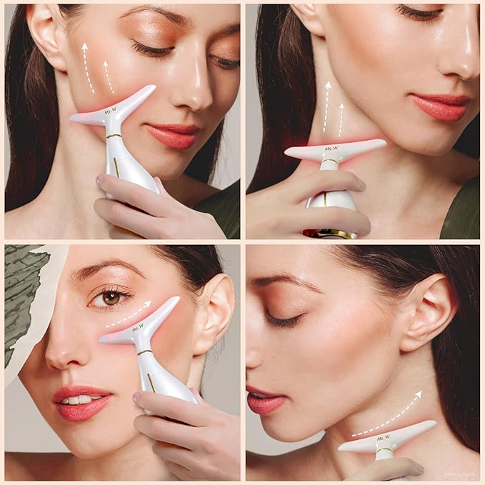 Ms.W Red Light Facial Massager, Face Massager Tool for Skin Care with LED, Thermal, and Vibration,Tightenings and Rejuvenation for Face and Neck-Velvo Beauty
