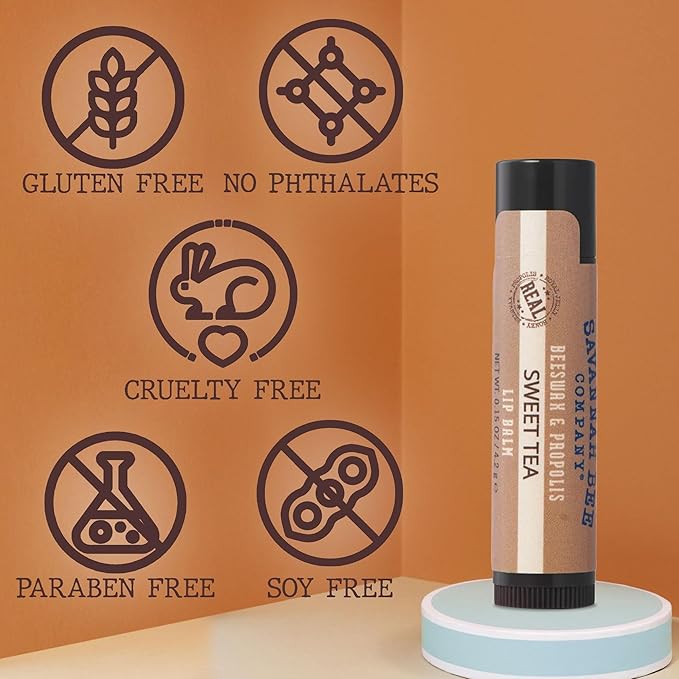 Savannah Bee Lip Balm Hanger 0.15 oz - Invigorating Mint Flavor - Natural Ingredients for Supple, Soft Lips - Convenient Hanger Design (.15 Oz, Sweet Tea)-Velvo Beauty