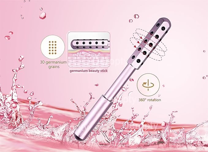 Beauty Massage Roller, Facial Massage Tool, 30 Germanium Stone Uplifting Face，Uplifting Face Massager Roller (Pink)-Velvo Beauty
