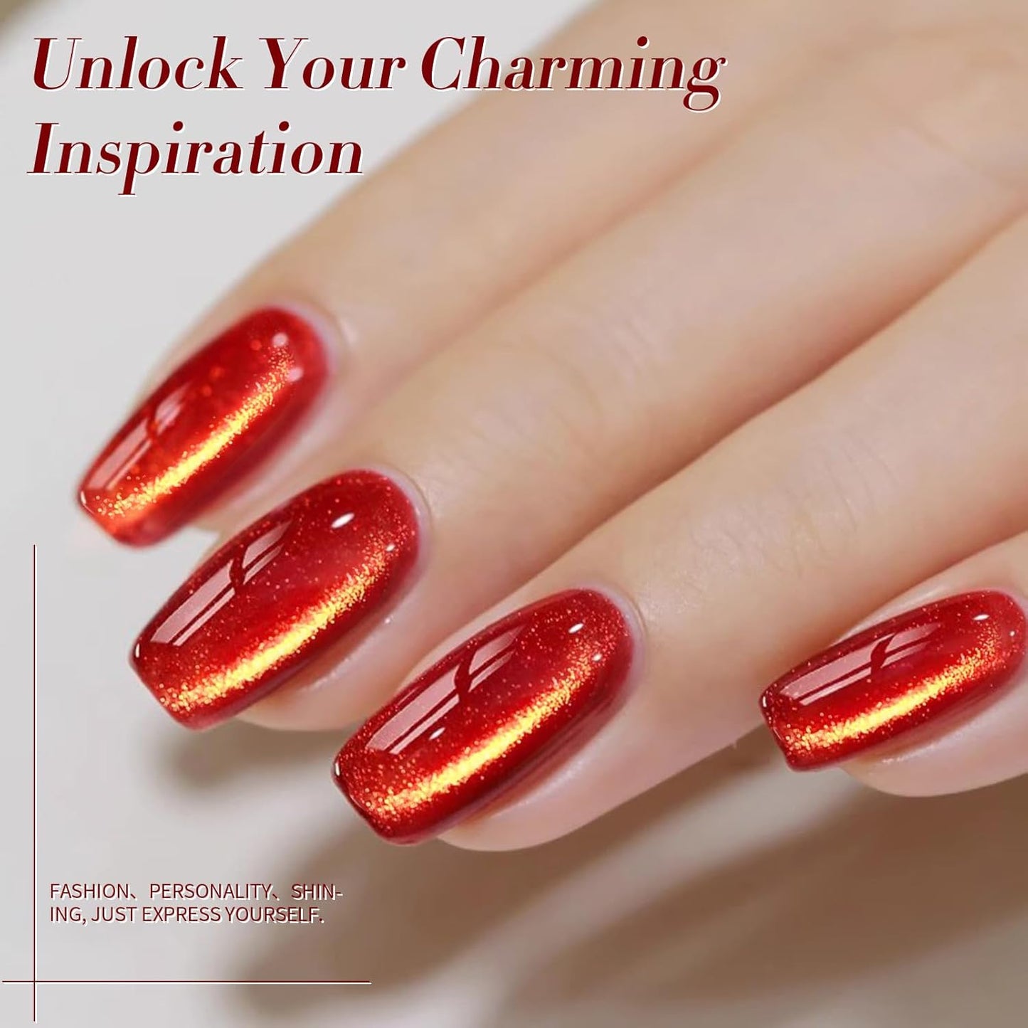 Born Pretty Cat Magnetic Eye Gel Nail Polish,Red Magnetic Gel Polish Fair Maiden Cat Magnetic Eye Gel Manicure Nail Art DIY 15ml-Velvo Beauty